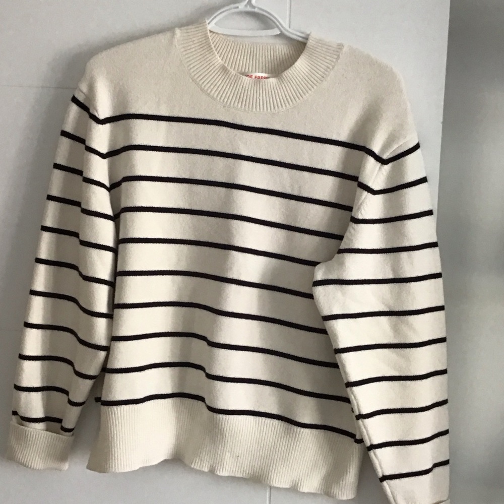 Joe Fresh Cream and Black Striped Sweater